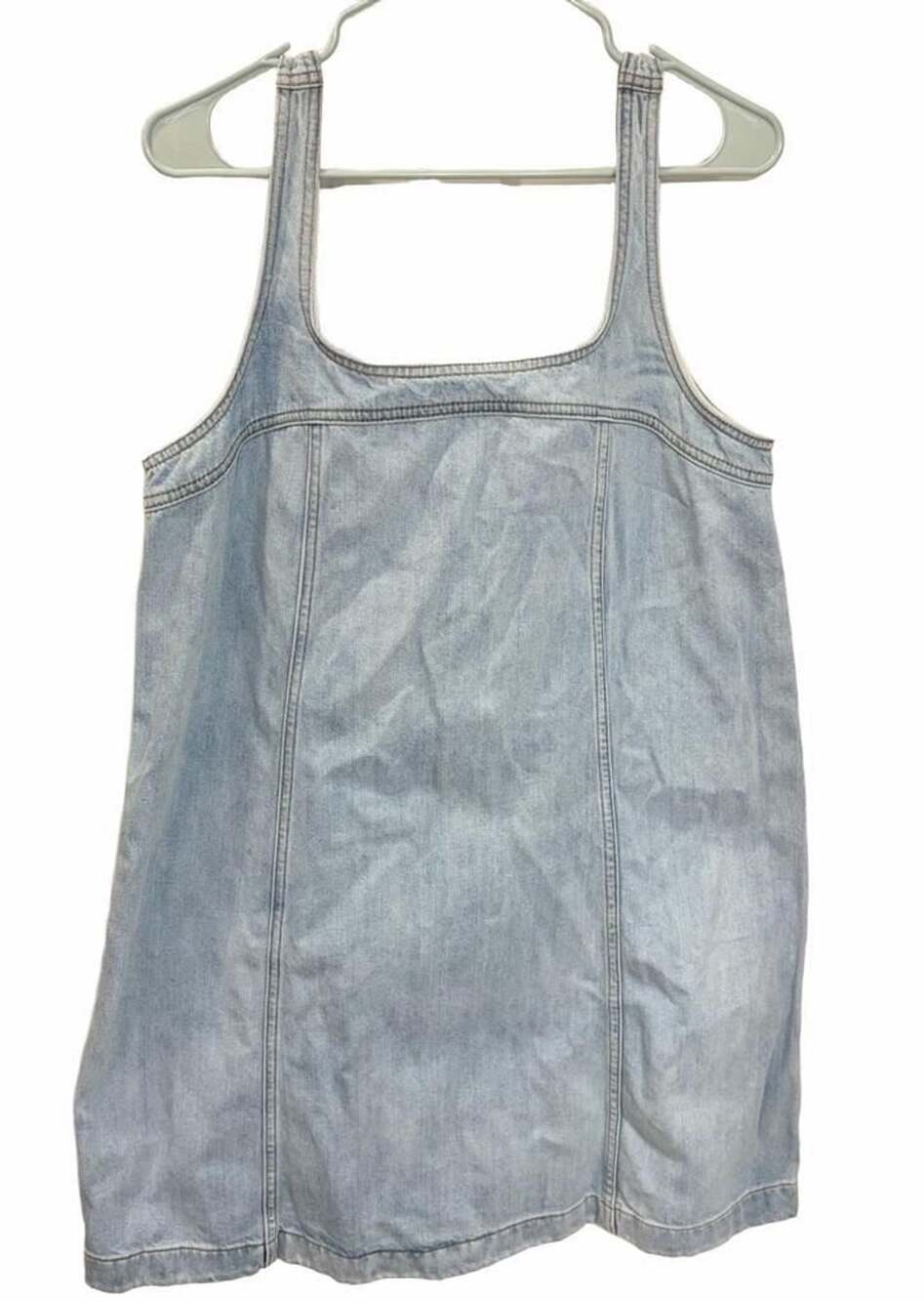 Madewell Denim Mini Dress Size 12 Light Wash Square Neck Sleeveless Cotton Shift